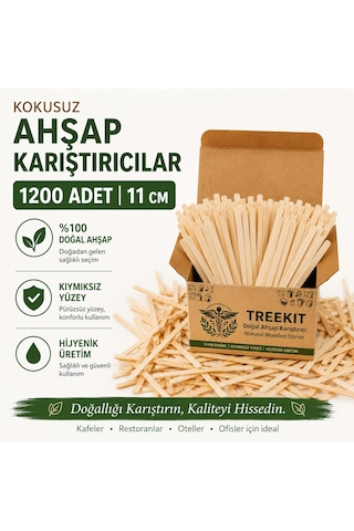 Ahşap Tahta Çay Kahve Karıştırıcı 11 Cm 1200 Adet %100 Doğal Açık Ahşap