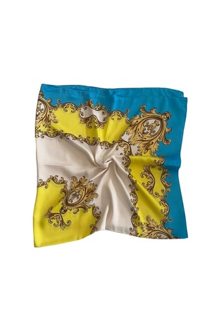Tikitonki Çiçek Desenli Çok Renkli Kare Kesim Eşarp - 90x90cm Çok Renkli Çok Renkli