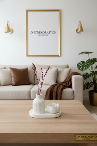 Dekoratif Lotus Çiçeği Temalı 3 Lü Set Vazo, Mumluk Ve Organizer Tabak 18x9