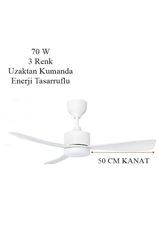 Uzaktan Kumandalı 70w Led Aydınlatmalı Tavan Vantilatörü 3 Renk Aydınlatma Pervaneli Ampul