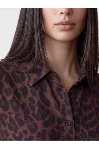 Lcw Everyday Kahverengi Leopar Desenli Kadın Gömlek