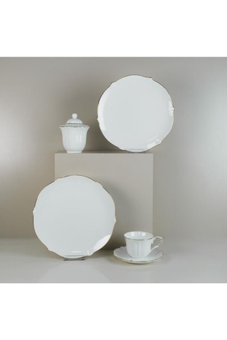 Evaliza Magnolia Premium Gold 36 Parça 6 Kişilik Kahvaltı Takımı Beyaz