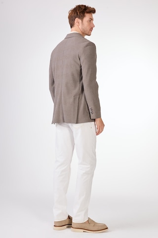 Dufy Kahverengi Erkek Slim Fit Ekose Desenli Mono Yaka Ceket - 95400 Kahverengi