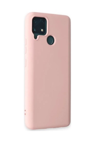 Jenerik Realme C15 Kılıf Nano İçi Kadife Silikon - Pudra