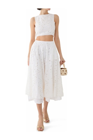 Pearl And Caviar Dantel Detaylı Kısa Üst Off White