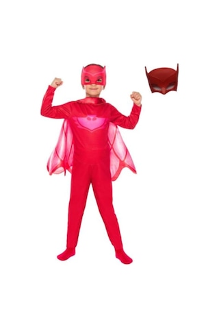 Pija Maskeliler Owlette Kırmızı Baykuş Kız 2 Maskeli Pelerinli Kostüm Çok Renkli