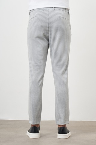 Morven Erkek Gri Poliviskon Trend Çizgili Slim Fit Örme Spor Pantolon Gri