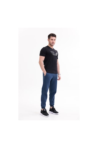 Rowinger 30/1 Süprem Kumaş Bisiklet Yaka Logo Baskılı Kısa Kollu Erkek Tişört Black