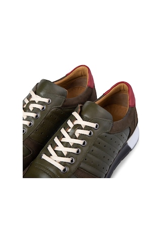 Ducavelli High Hakiki Deri Erkek Sneaker Ayakkabı, Low Top Sneaker, Hakiki Deri Sneaker Haki