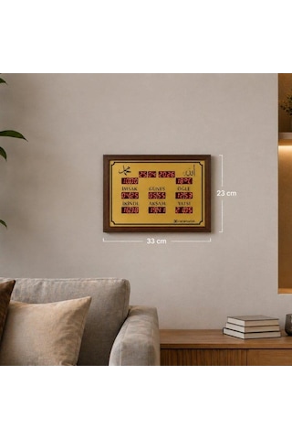 Ezan Okuyan Saat 33x23 Cm Kumandalı Yan Tasarım - Dmr-28 Gold