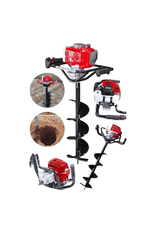 Steiner 11 HP Tam Profesyonel Toprak Burgu Makinesi 15 Cm Uç Kırmızı
