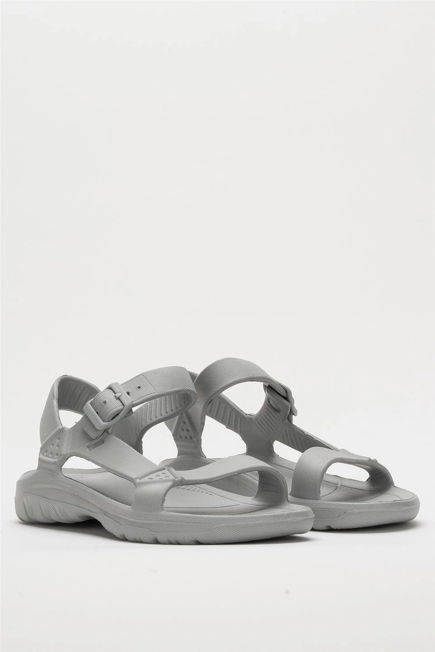 Unisex Eva Spor Kaymaz Yürüyüş Sandaleti Gri Gri