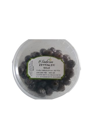 Sadıcım Yağlı Sele Siyah Zeytin Gold 260-290 Kalibre 650 G