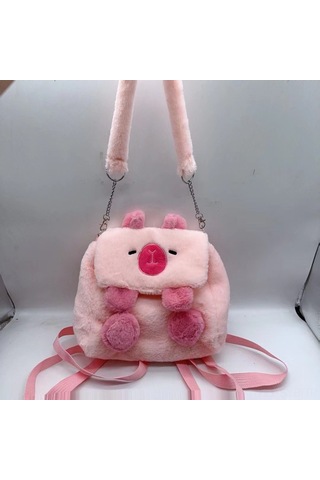 Symbee 2024 Yeni Pembe Suayak Desenli Yumuşak Plüvli Çok Amaçlı Öğrenci Çanta, Çift Omuzlu Ve Çapraz Çantı Kız Çocuklar İçin