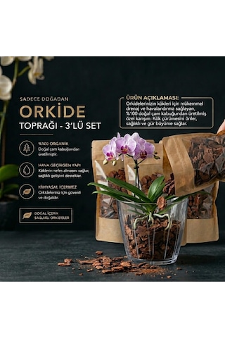 Tr Zevli Organik Orkide Toprağı 3 Lt 3 Adet Premium 1 Lt Paket %100 Doğal Çam Kabuğu 0
