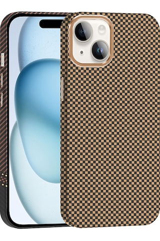 Rba Aksesuar Apple Uyumlu iPhone 13 Kılıf M-safe Şarj Özellikli Karbon Fiber Görünümlü Rba Gros Kapak - Gri-siyah Çok Renkli