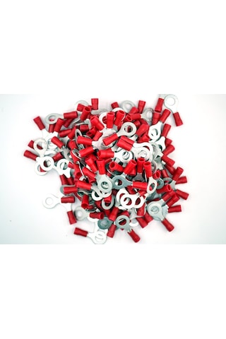 200 Adet 0,50-1,50 Bakır Kablo Pabucu Kırmızı M6 Delikli Sıkmalı Sulye 0.5 - 1.5 MM² M06