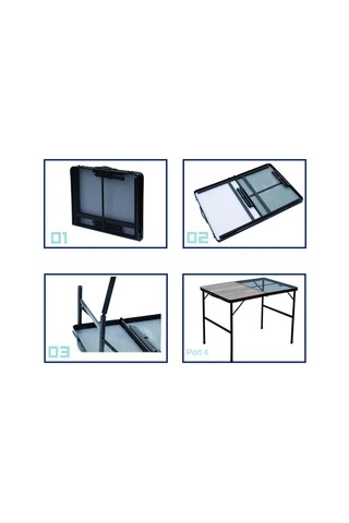 Madfox Eazy 90x60 Cm Izgaralı Ahşap Katlanır Kamp Masası Çok Renkli
