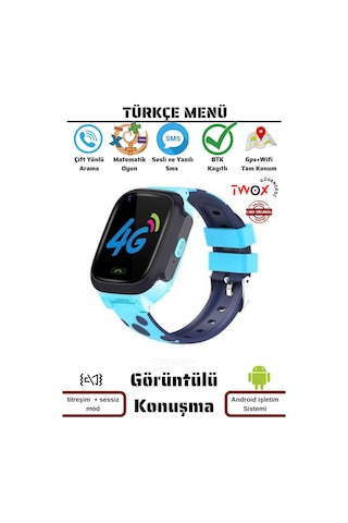 Twox Btk Kayıtlı 4G GPS+WIFI+LBS Görüntülü Konuşma Akıllı Çocuk Takip Saati