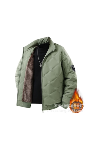 Genç Ve Orta Yaşlı Erkekler İçin Kadife Ve Pamuklu 2025 Yeni Pamuk Dolgulu Ceketler AÇIK YEŞİL