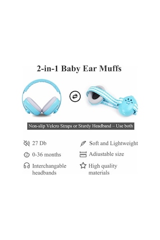 Didadodo Güneş Gülümseme Bebek Kulaklığı, Gürültü Koruması, 0-2 Yaş, Güvenli