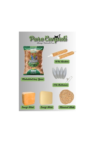 Purecanpati Muhabbet Kuşu Seti Yem 500 G + Kraker + Kalamar Kemiği