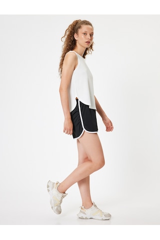 Koton Mini Spor Şort Beli Bağcıklı Standart Bel Rahat Kalıp Biyeli Siyah 4sak40372nk Siyah