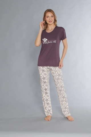 Kısa Kol Viskon Pijama Takımı Flz 88-118 Mor