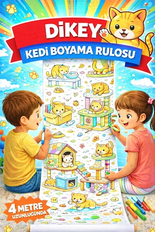 Dev Kedi Boyama Rulosu 4 Metre Dikey Boyama Kağıdı
