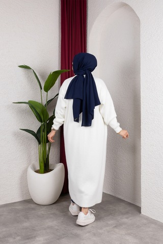 Hira Life Fashion Kadın Şal Yaka Uzun Triko Ve Sakallı Tüylü Hırka Krem Krem