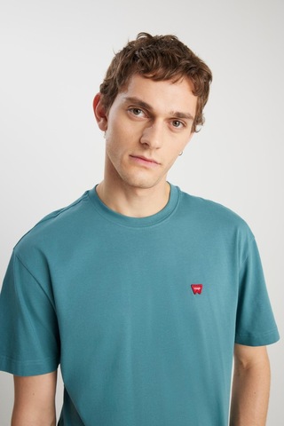 Wrangler Relaxed Fit Small Logo T-shirt Hydro Yeşil-kırmızı