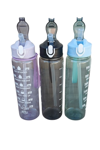 750ml Pipetli Sızdırmaz Plastik Sporcu Öğrenci Motivasyon Mataras