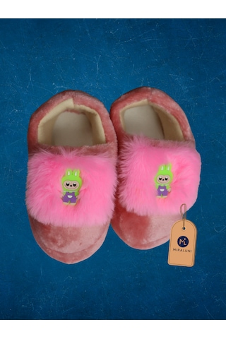 Miraluni Peluş Bebek Panduf Ve Ev Botu Yumuşak Tabanlı, Sıcak Tutarlı, Kaymaz Ev İçi Kışlık Patik Pudra Pembe