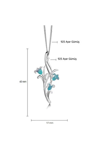 Brezza Lusso Jewelry Sonsuzluk Zarif Model Gümüş Mineli Lale Çiçeği Kadın Kolye 45 CM