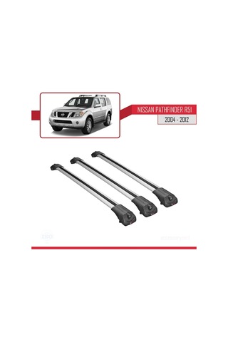 Nissan Pathfinder R51 2004-2012 Arası İle Uyumlu Ace-1 Ara Atkı Tavan Barı Gri 3 Adet Bar