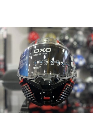 Shark Oxo Sıkter Çene Açılır Gümüş - Siyah - Kırmızı Kask