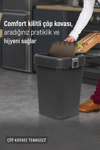 Banyo Çöp Kovası 18 Lt Banyo Çöp Kutusu Antrasit Çöp Kovası Antrasit