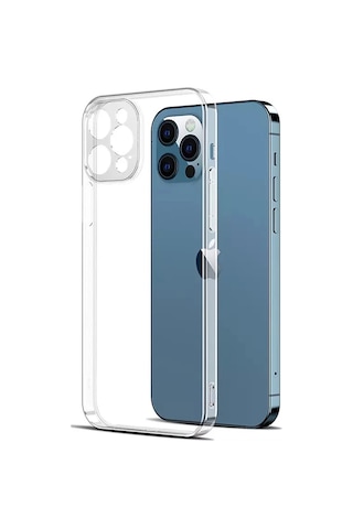 Apple Uyumlu iPhone 12 Promax Kılıf Kamera Korumalı Tıpalı Şeffaf Silikon Kapak