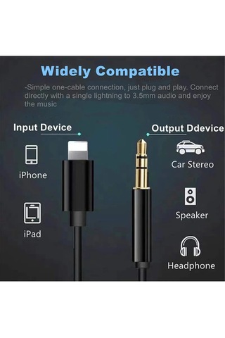 İphone Uyumlu Aux Kablosu Lightning To 3.5mm Jack Çevirici Dönüş