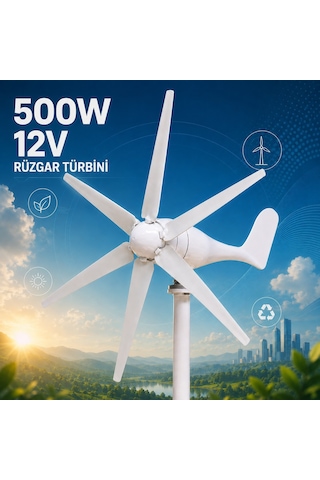 500w Rüzgar Türbini12v+şarj Kontrol Cihazı