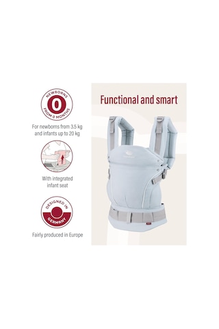 Manduca First Ergonomik Bebek Taşıyıcı 3 Taşıma Pozisyonu, Ayarlanabilir ve Konforlu Portbebe Açık Mavi Tek Ebat