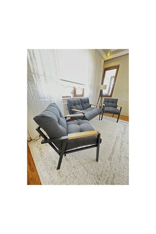 Green Garden Gökçe,balkon, Bahçe,teras,cafe - Salon - Metal Kanepe Koltuk Takımı Çay Seti 2+1+1 Bej