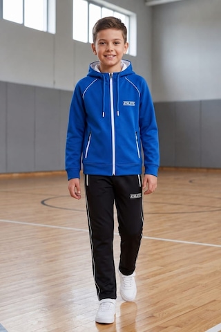 Pina Kids Erkek Çocuk Atheletic Reglan Kol Kapüşonlu Düz Paça Dalgıç Kumaş Eşofman Takımı Esf7019 Mavi