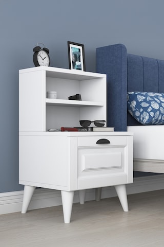 Rani Bd105 Komodin 2 Raflı Membran Çekmeceli Komodin Beyaz