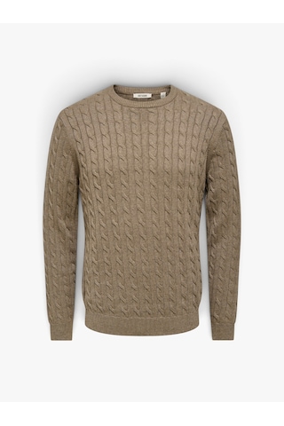 Only & Sons Onslouı Reg 12 Cabel Crew Knıt Noos Erkek Kahverengi Kazak - Os22033762