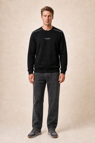 Redline Qwen Bisiklet Yaka Regular Fit Kışlık Sweatshirt Siyah