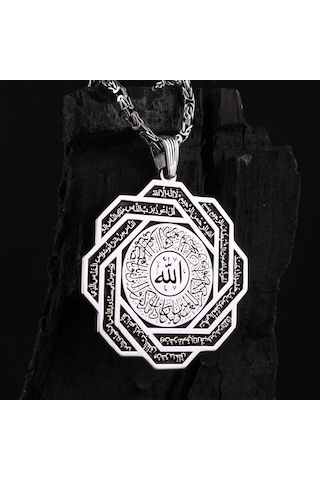 Fkgümüş 925 Ayar Gümüş Nas ve Felak Duaları Yazılı Madalyon Kolye