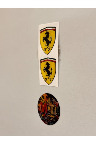 Ferrari Damla Sticker Etiket Etiketçilere Özel 3d Damla Silikon Ferrari Damla 2adet 3,5x3,5 Cm Çok Renkli