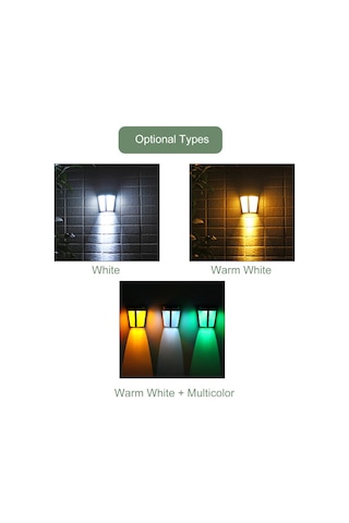 Hombey Güneş Enerjili Dış Mekan Yarıçember Duvar Lambası, Ip65 Su Geçirmez, 6 Led Işıklı, Otomatik Işık Kontrolü, 1000mah Şarj Edilebilir Pil, Islak Beyaz + Renkli Işık Seçenekleri Çok Renkli