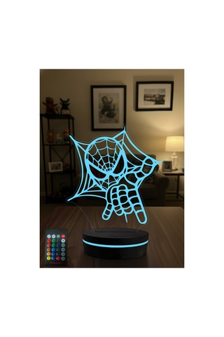 3d Örümcek Adam Led Gece Lambası Rgb Kumandalı Dekoratif Masa Lambası Çok Renkli